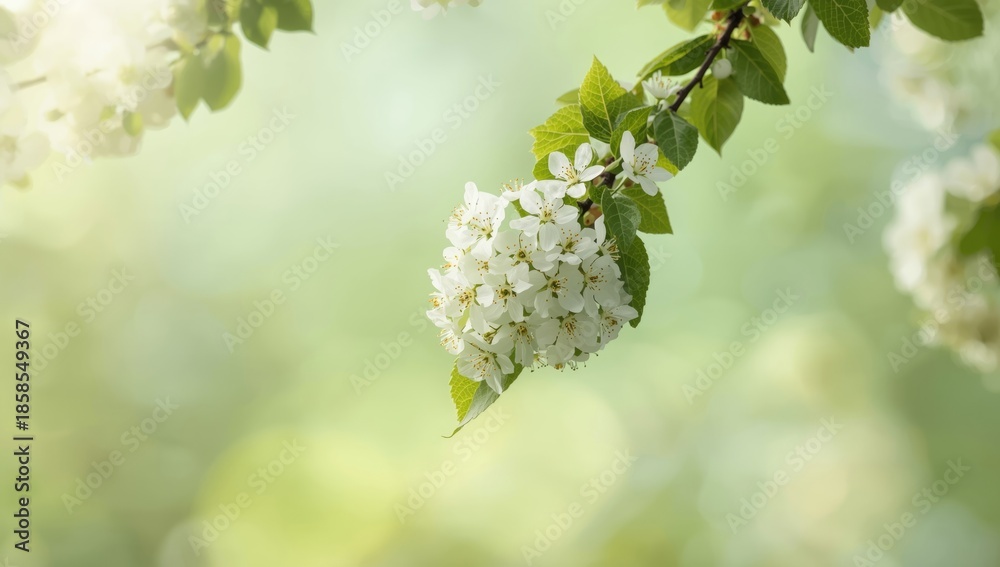 custom made wallpaper toronto digitalWhite hawthorn blossoms against a lush green backdrop, emphasizing springtime floral growth, garden, seasonal change