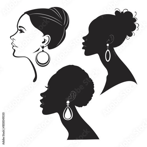 Silhouettes of women with earrings