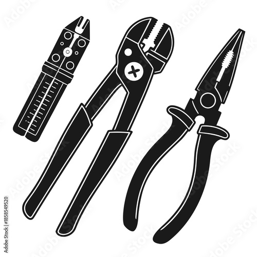 Set of pliers and tools