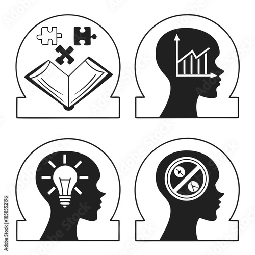 Conceptual illustrations of cognitive processes