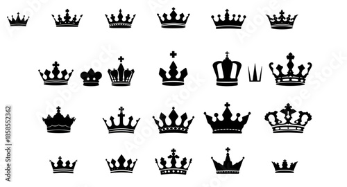 crown symbols vector, official royal silhouette, regal graphic crowns, kingdom royalty icons, crown tattoo silhouettes, baroque tiara design, ornate monarchy shapes, crest decoration icons, royal pala