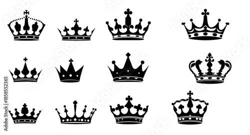 crown symbols vector, official royal silhouette, regal graphic crowns, kingdom royalty icons, crown tattoo silhouettes, baroque tiara design, ornate monarchy shapes, crest decoration icons, royal pala