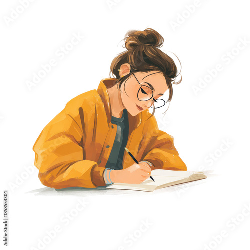 Young woman writing in her notebook