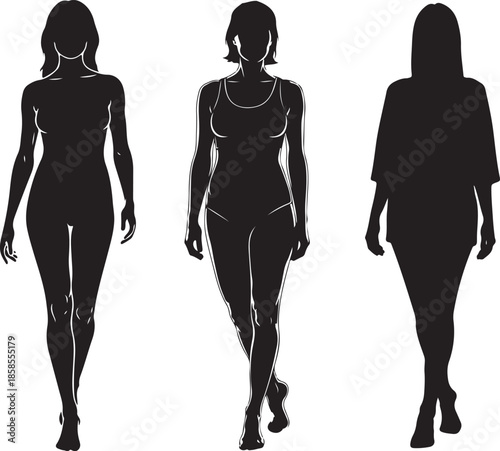 Elegant woman walking in confident stride with short hair