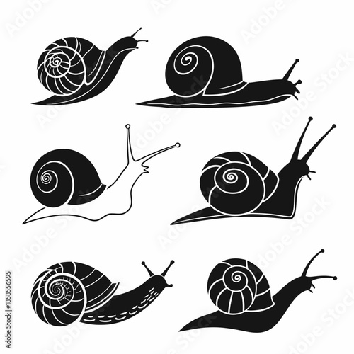 Collection of snail silhouettes