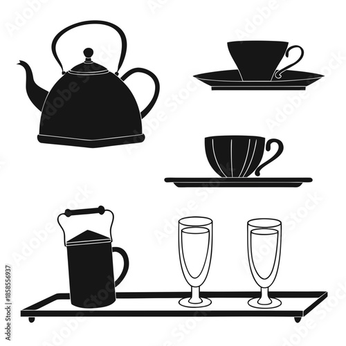 Tea and coffee silhouettes