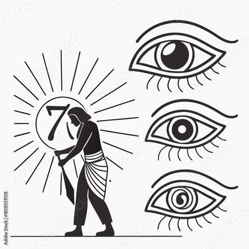 Seven eyes illustration