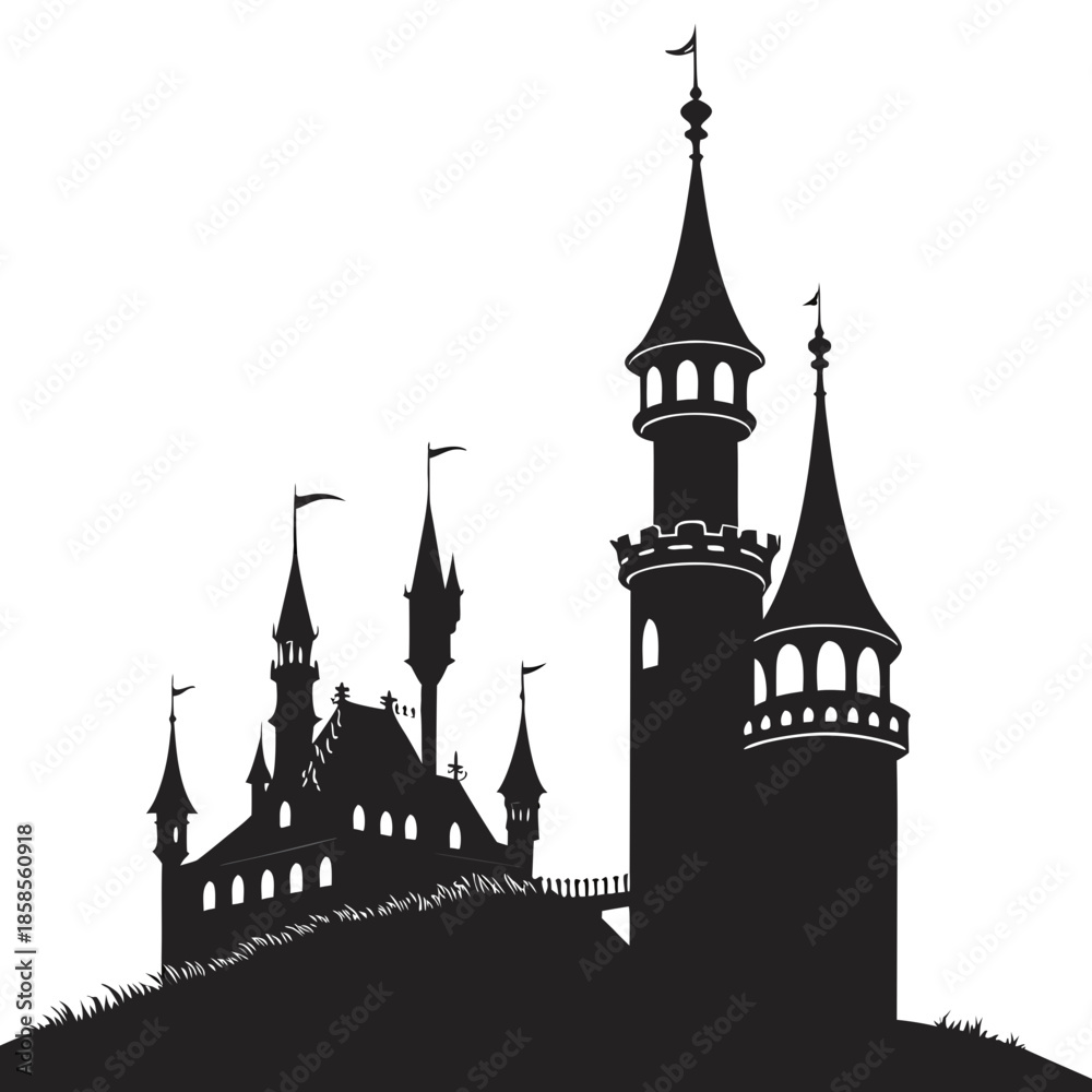 Obraz premium Silhouette of a medieval castle