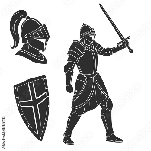 Medieval knight silhouette