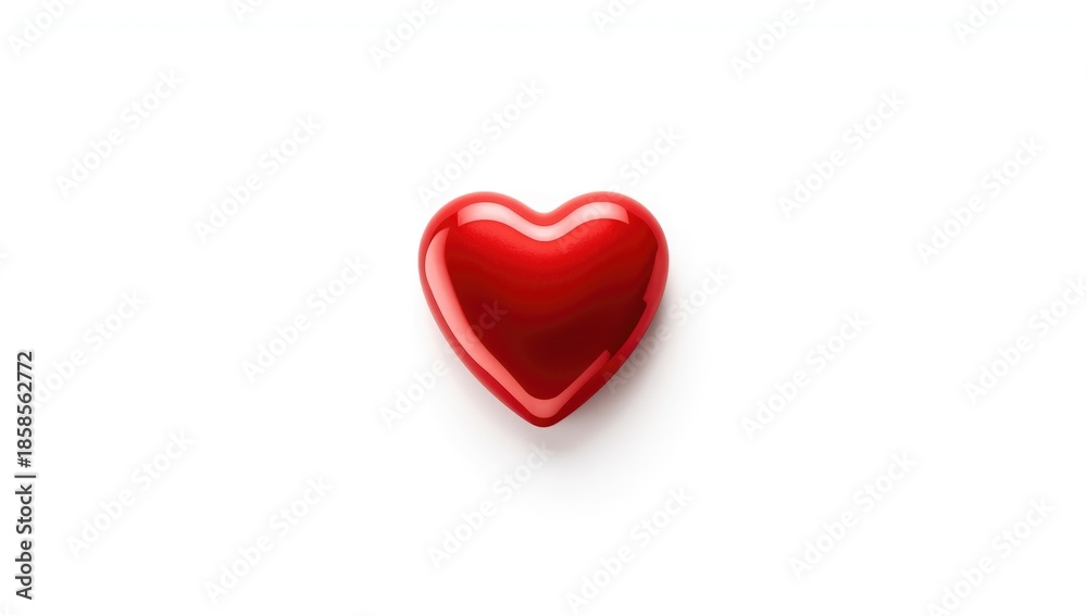 Obraz premium White background with a red heart icon, used for medical or emotional support visuals