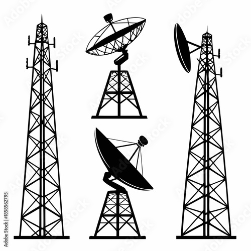 Telecommunication towers and satellite dishes