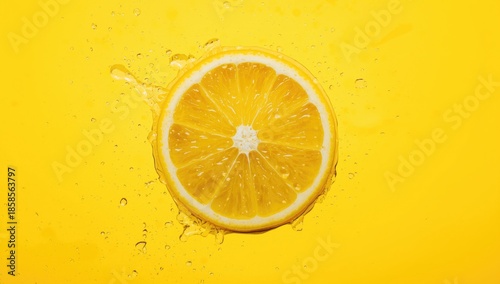 Juicy lemon half placed on a bright yellow surface serving as a fresh ingredient for cooking or garnishing, World Fruit Day