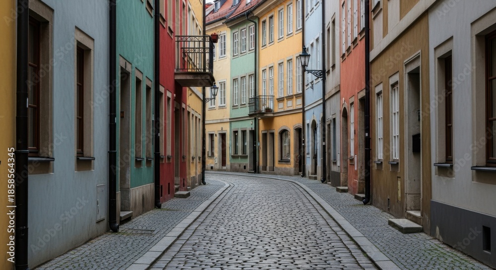 Obraz premium Urban Street with Buildings and Pedestrians in Daylight