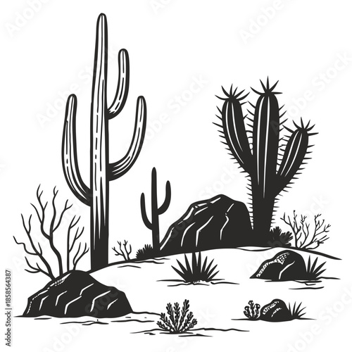 Desert landscape with cacti
