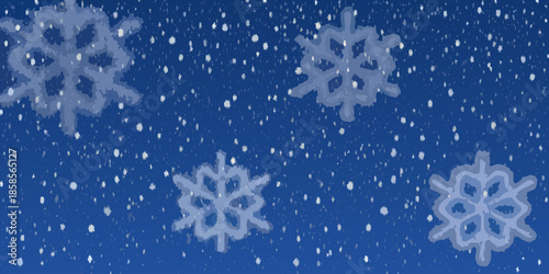 A beautiful blue background with digitally drawn white snowflakes falling gently