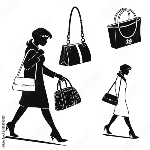 Fashionable women with handbags