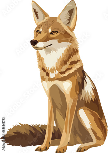 Sitting Coyote Vector on Transparent Background