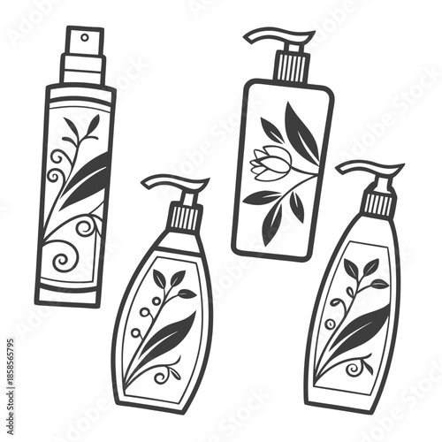 Collection of cosmetic bottles