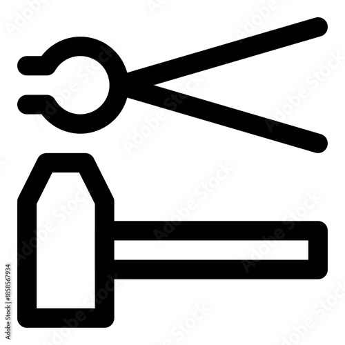 metal plier and hammer icon