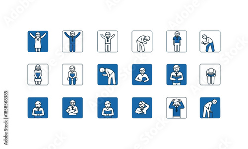 Set of icons and alphabet blocks spell out loud a vector symbol sign for business communication and mobile media design on a square web button