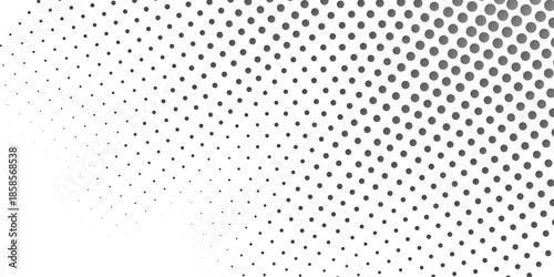 Monochrome background. Abstract waves of gray dots on a light gray background. Abstract dotted vector background. Halftone effect. Black dots on white background. following the transition to less .