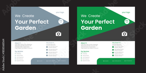 Lawn, garden, or Landscaping maintenance Service Social Media Post design, and Web square Banner Template, Agriculture farm service social media post,  Lawn Mower Garden or Landscaping Agricultural se