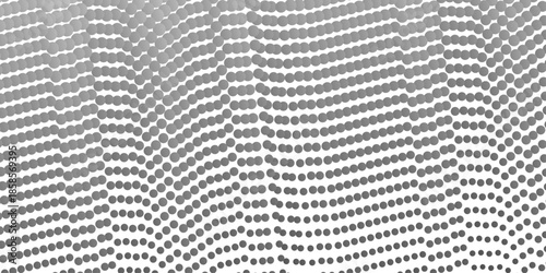 Monochrome background. Abstract waves of gray dots on a light gray background. Abstract dotted vector background. Halftone effect. Black dots on white background. following the transition to less .