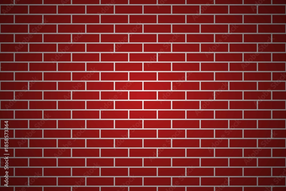 Obraz premium Red Brick Wall Background With Subtle Light Gradient And Clean Brick Pattern Texture