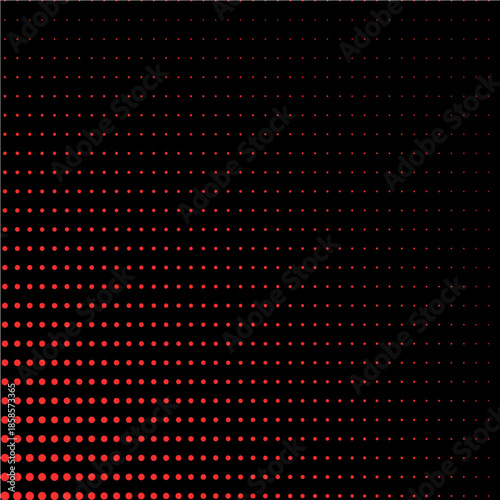 Retro halftone dot background. Red halftone gradient vector pattern. Pop art halftone dot pattern. Bright colored polka dot pattern.