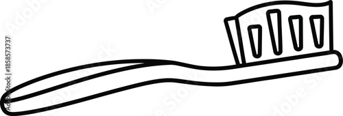 Simple line drawing of a toothbrush on a white background