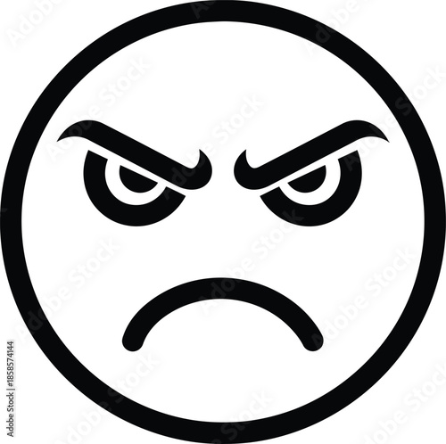 Simple black and white drawing of an angry face with furrowed brows