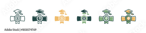 Graduation Certificate Icon Vector Illustration for Education Concept Flat Design Isolated on White Background Graduation
