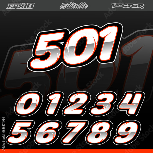 Racing decals and number set