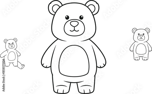 Simple line drawing of a bear and two smaller bear cubs