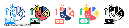 Profit Margin Icon Sheet Multiple Style Collection 