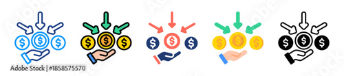 Revenue Stream Icon Sheet Multiple Style Collection 