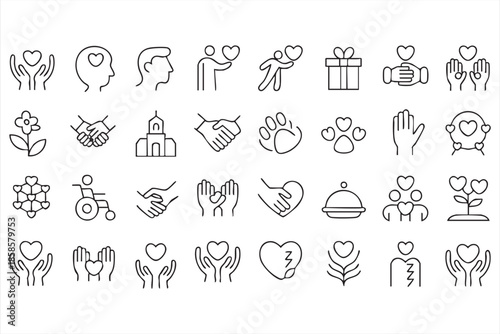 Fundraising Line Icons for Nonprofit Marketing and Outreach
