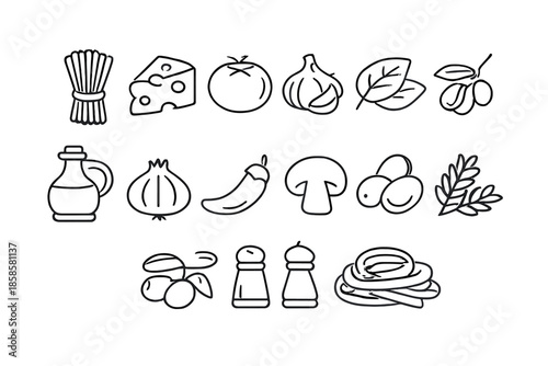 Italian Food Ingredients Icons