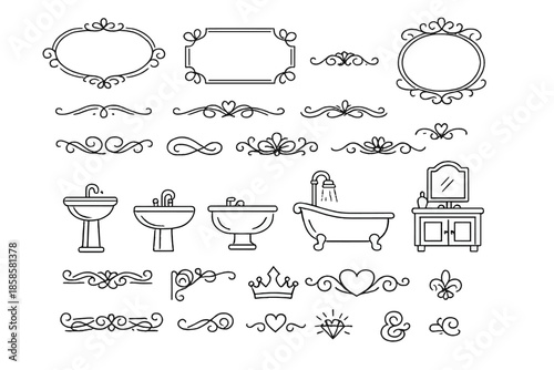 Bathroom icons and decorative ornaments