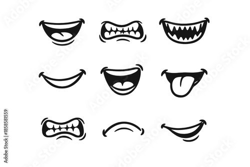 Collection of cartoon mouths in various expressions
