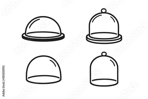 Four cloche icons on a gray background