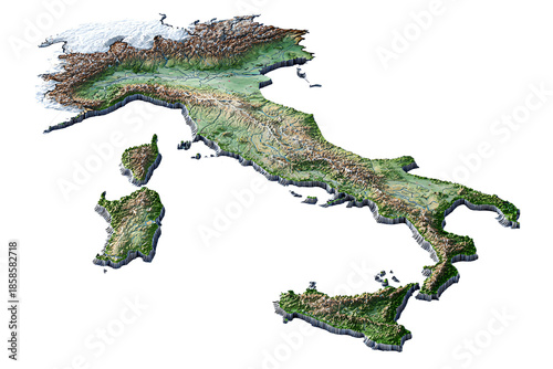 Satellite view of the country of italy isolated on transparent background