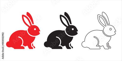 Rabbit Symbol Variations: A visually appealing composition of rabbit symbols showcasing variations in color and design. A perfect asset for graphic resource.