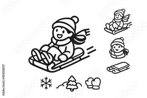 Wallpaper Mural Winter Sledding Icons Torontodigital.ca