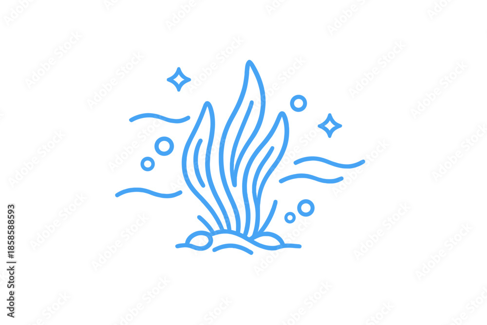 Obraz premium Glowing blue underwater plant icon on a gradient background