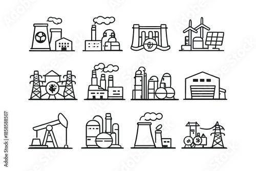 Set of Industrial and Energy Icons