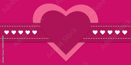 Romantic Pink Heart Love Background with Ribbon and Valentine Design