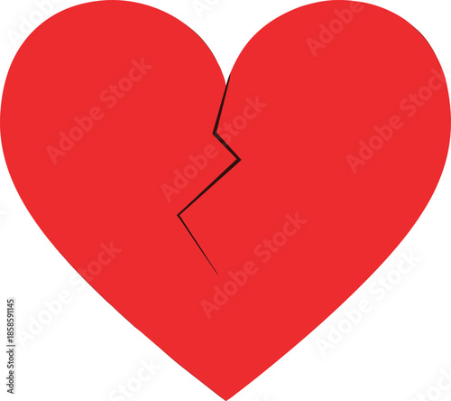 Broken Heart Symbol with Cracked Shape.