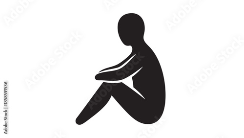 Silhouette of a Sitting Child Isolated on Transparent Background