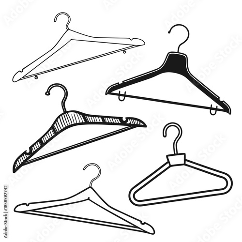 Collection of different clothes hangers